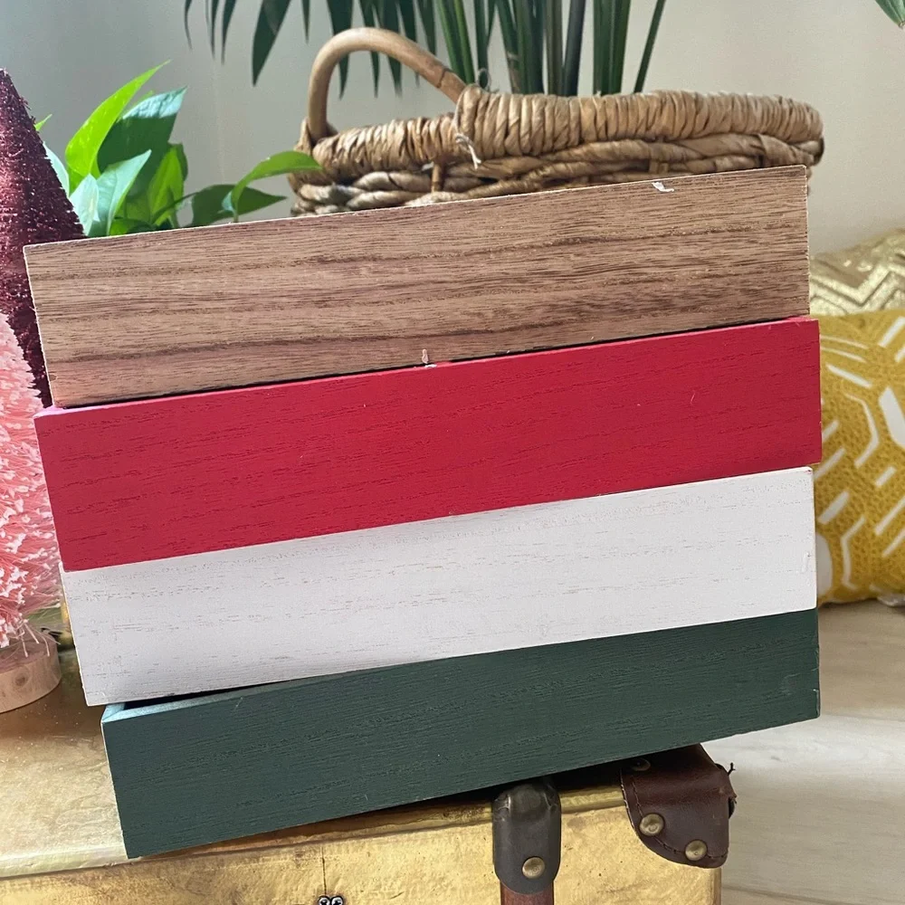 Target Holiday Decor Wooden Boxes - Red, Green, Brown